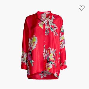 Johnny Was Passion Iris Print Button-Front Tunic Size XXS